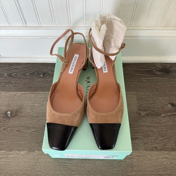 Aquazzura 35mm French Flirt pumps two tone suede sling back - Picture 2 of 8